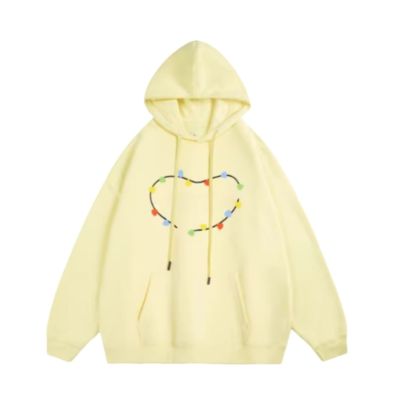 Yellow Hoodie with Fun Heart Design