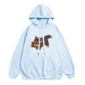 Cute Blue Hoodie with Cartoon Animal Print